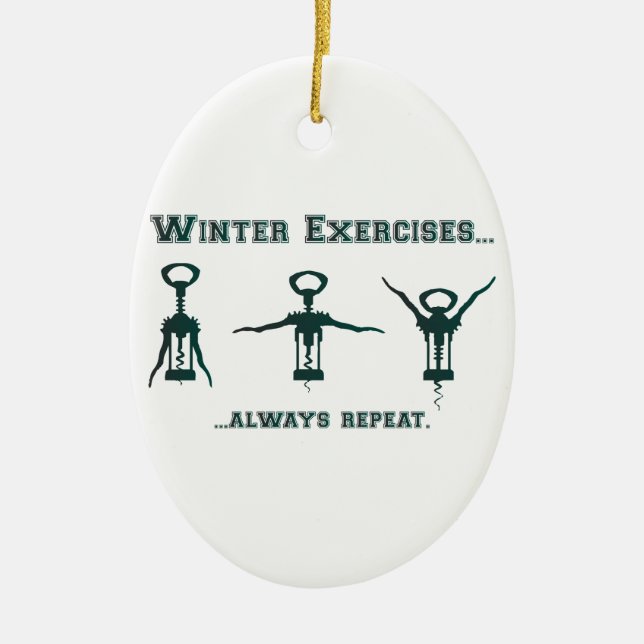 Funny Winter Exercises Ceramic Ornament (Front)