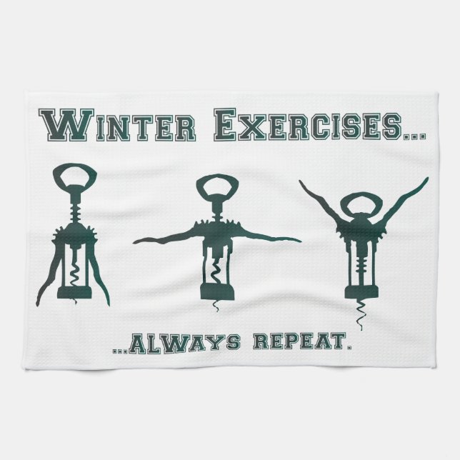Funny Winter Exercises Kitchen Towel (Horizontal)
