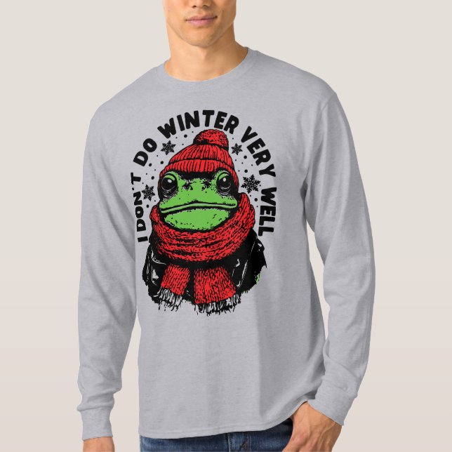 Funny Winter Frog Design T-Shirt (Front)