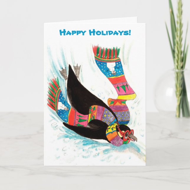 Funny Winter Holiday Penguin Christmas (Front)