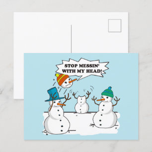 Funny Winter Snowmen Cartoon Joke Holiday Postcard