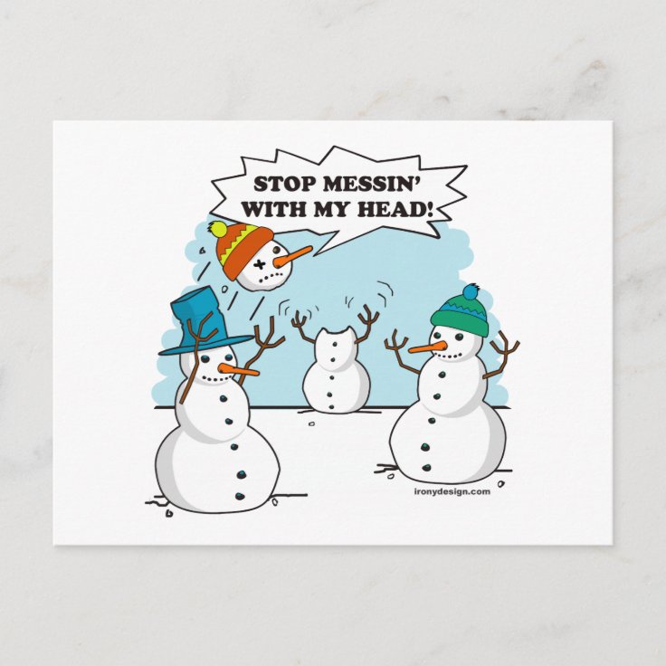 Funny Winter Snowmen Cartoon Postcard | Zazzle