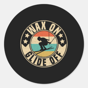 Funny Winter Sport Snow Skiing Appearel For Men 4 Classic Round Sticker