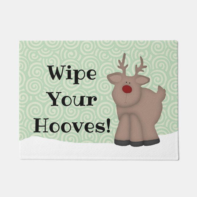Funny Wipe Your Hooves Reindeer Doormat (Front)