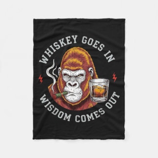 Funny Wise Monkey Drinking Humor Design for Men Fleece Blanket