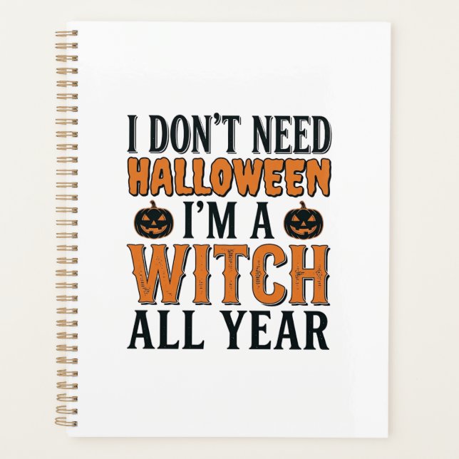 Funny Witch All Year Halloween Typography Design_1 Planner (Front)