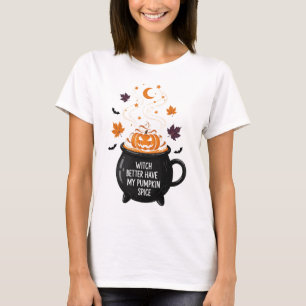Funny Witch and Pumpkin Spice Cozy Fall T-Shirt