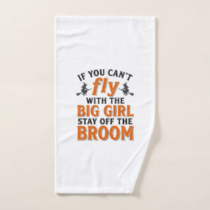Funny Witch Broom Big Girl Halloween Shirt Design_ Hand Towel