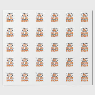 Funny Witch Broom Big Girl Halloween Shirt Design_ Wrapping Paper
