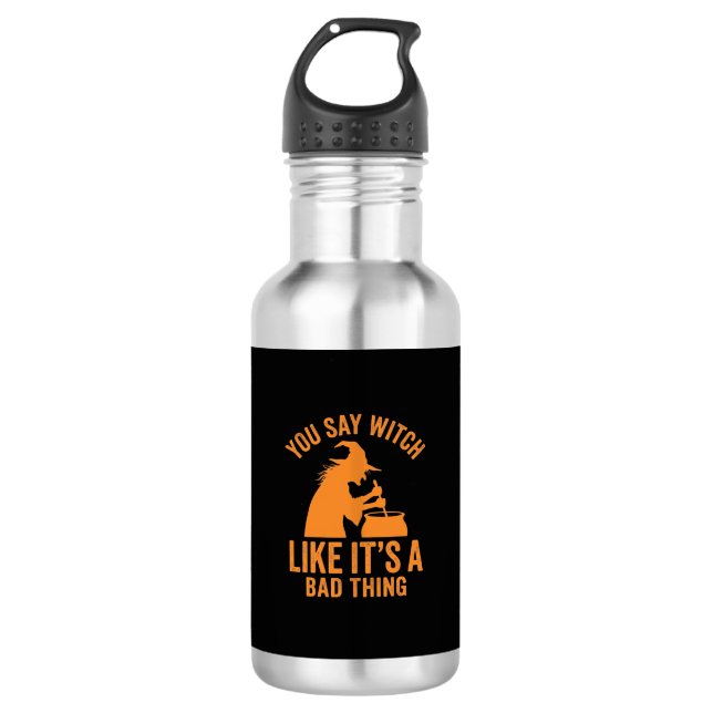 Funny Witch Cauldron Halloween 532 Ml Water Bottle (Front)