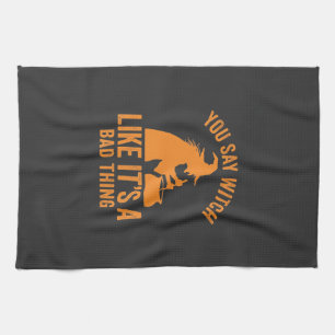 Funny Witch Cauldron Halloween Kitchen Towel