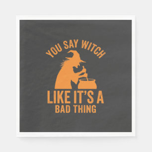 Funny Witch Cauldron Halloween Napkin