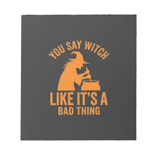 Funny Witch Cauldron Halloween Notepad (Front)