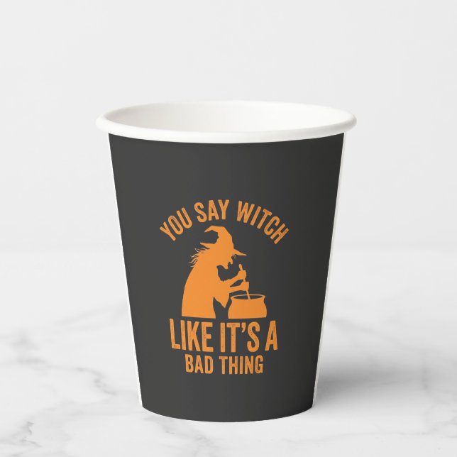 Funny Witch Cauldron Halloween Paper Cups (Front)