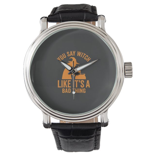 Funny Witch Cauldron Halloween Watch (Front)