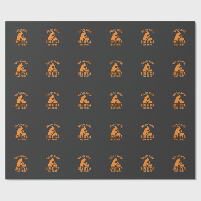 Funny Witch Cauldron Halloween Wrapping Paper (Flat)
