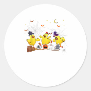 Funny Witch Chickens Halloween Chicken Lover Classic Round Sticker