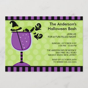 Funny Witch Cocktail Halloween Party Invitation