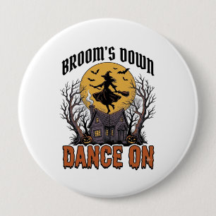 Funny Witch Dancer Vintage Halloween Engraving Shi 4 Inch Round Button
