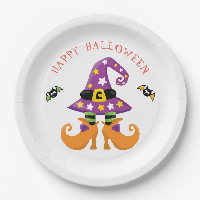 Funny Witch Feet Halloween Paper Plate (Front)