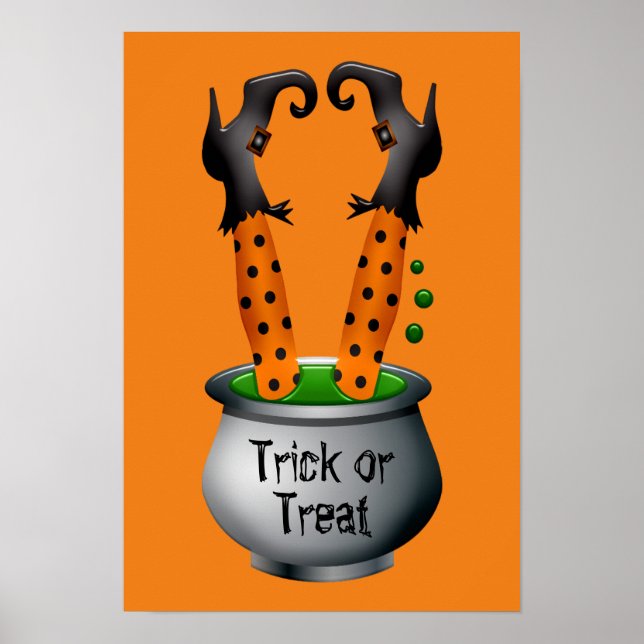 Funny witch funny Halloween orange Poster (Front)
