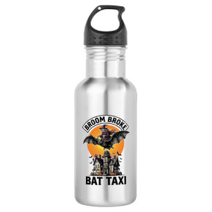 Funny Witch Halloween Broom Broke Bat Ride_1 532 Ml Water Bottle