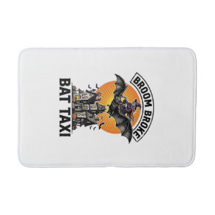 Funny Witch Halloween Broom Broke Bat Ride_1 Bath Mat