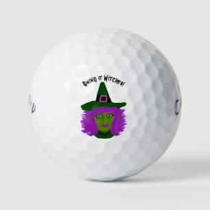 Funny Witch Halloween Golf Balls