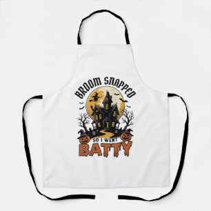 Funny Witch Halloween Haunted House Batty Graphic  Apron