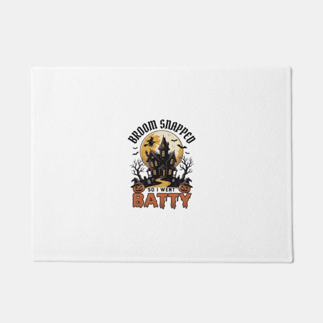 Funny Witch Halloween Haunted House Batty Graphic  Doormat (Front)