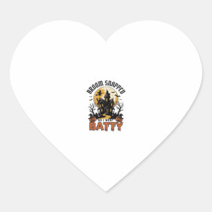 Funny Witch Halloween Haunted House Batty Graphic Heart Sticker