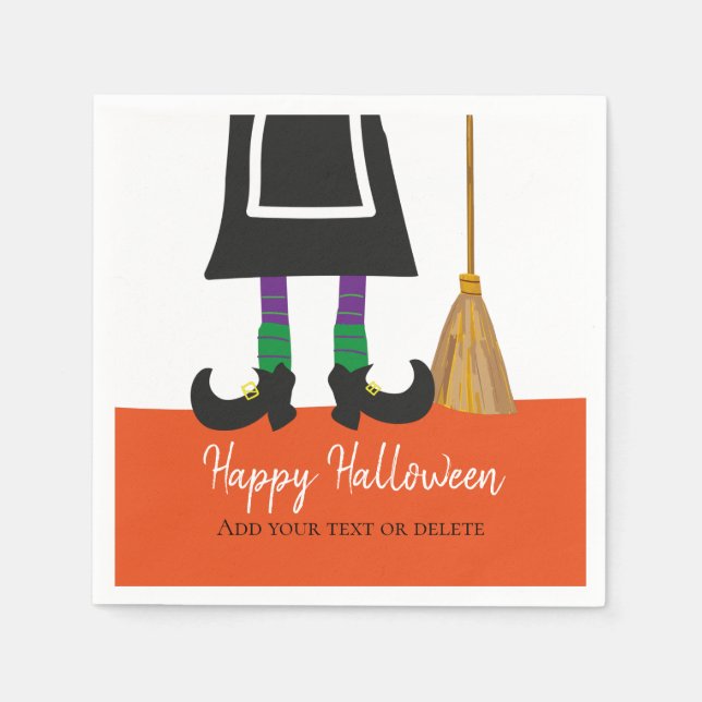 Funny Witch Legs Happy Halloween Personalized Napkin (Front)
