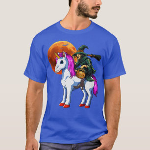 Funny Witch Riding Unicorn Halloween Costume Day G T-Shirt