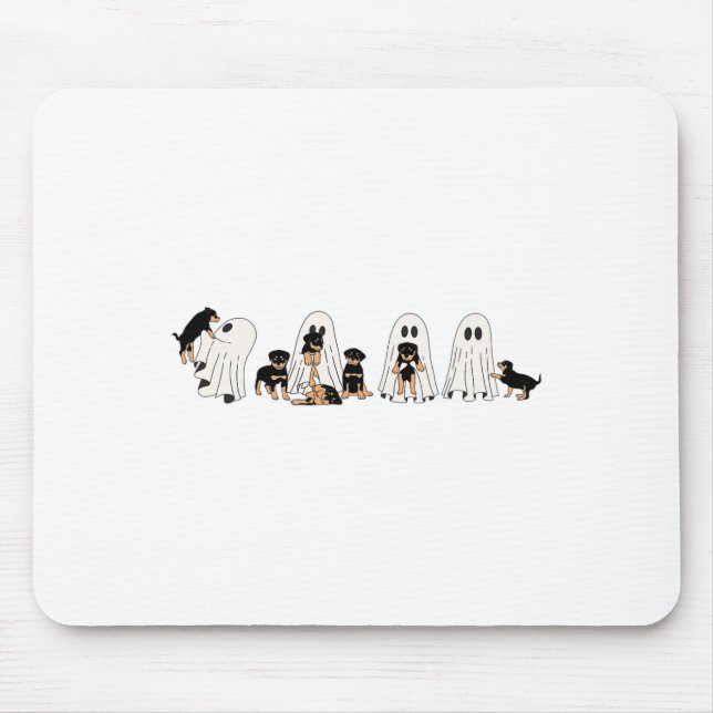 Funny Witch Rottweiler Dog Ghosts In Boo Sheet Hal Mouse Pad (Front)