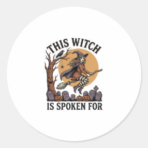 Funny Witch Shirt Haunted Graveyard Vintage Engrav Classic Round Sticker