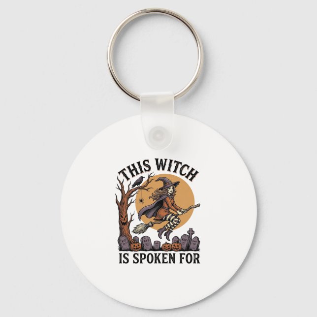 Funny Witch Shirt Haunted Graveyard Vintage Engrav Keychain (Front)