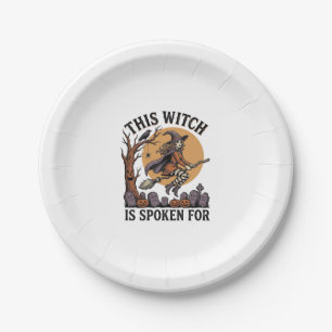 Funny Witch Shirt Haunted Graveyard Vintage Engrav Paper Plate