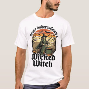 Funny Witch Shirt Vintage Engraving Halloween Desi