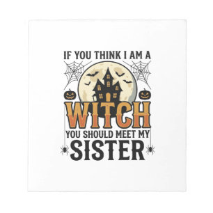 Funny Witch Sister Halloween Vintage Graphic_1 Notepad