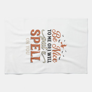 Funny Witch Spell Quote Halloween Vector Design_1 Kitchen Towel