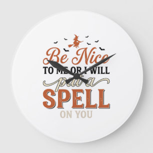 Funny Witch Spell Quote Halloween Vector Design_1 Large Clock