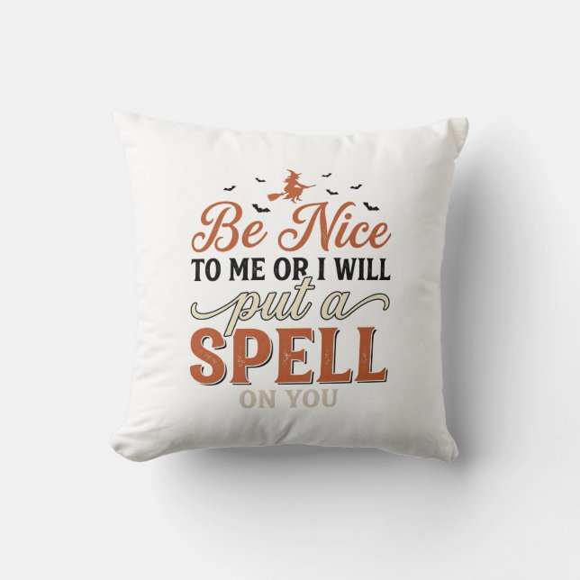 Funny Witch Spell Quote Halloween Vector Design_1 Throw Pillow (Front)