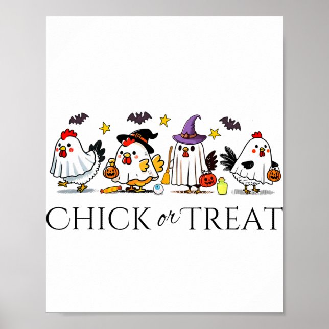 Funny Witch Spooky Chicken Halloween Costume Chick Poster (Front)