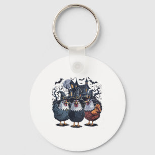 Funny Witch Spooky Chicken Halloween Keychain