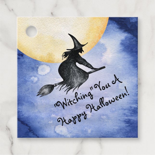 Funny Witch Spooky Halloween Favour Tags (Front)