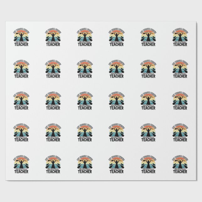 Funny Witch Teacher Broken Broom Halloween Design_ Wrapping Paper (Flat)