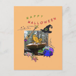 Funny Witch Toad Cartoon Humour Halloween Postcard