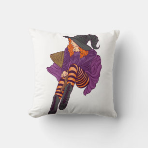 Funny witch witchy vibes halloween women girl throw pillow