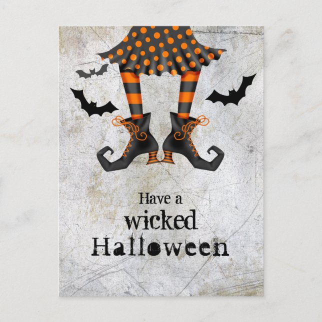 Funny Witches Legs Wicked Halloween Postcard (Front)