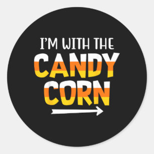 Funny with Candy Corn Halloween Matching Couples Classic Round Sticker